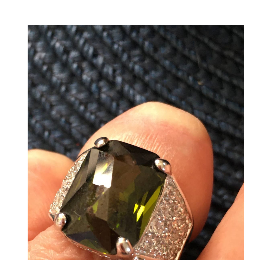 STERLING SILVER DEEP PURPLE/GREEN STONE RING